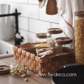 Glass Kitchen Canister with Airtight Acacia Wood Lids